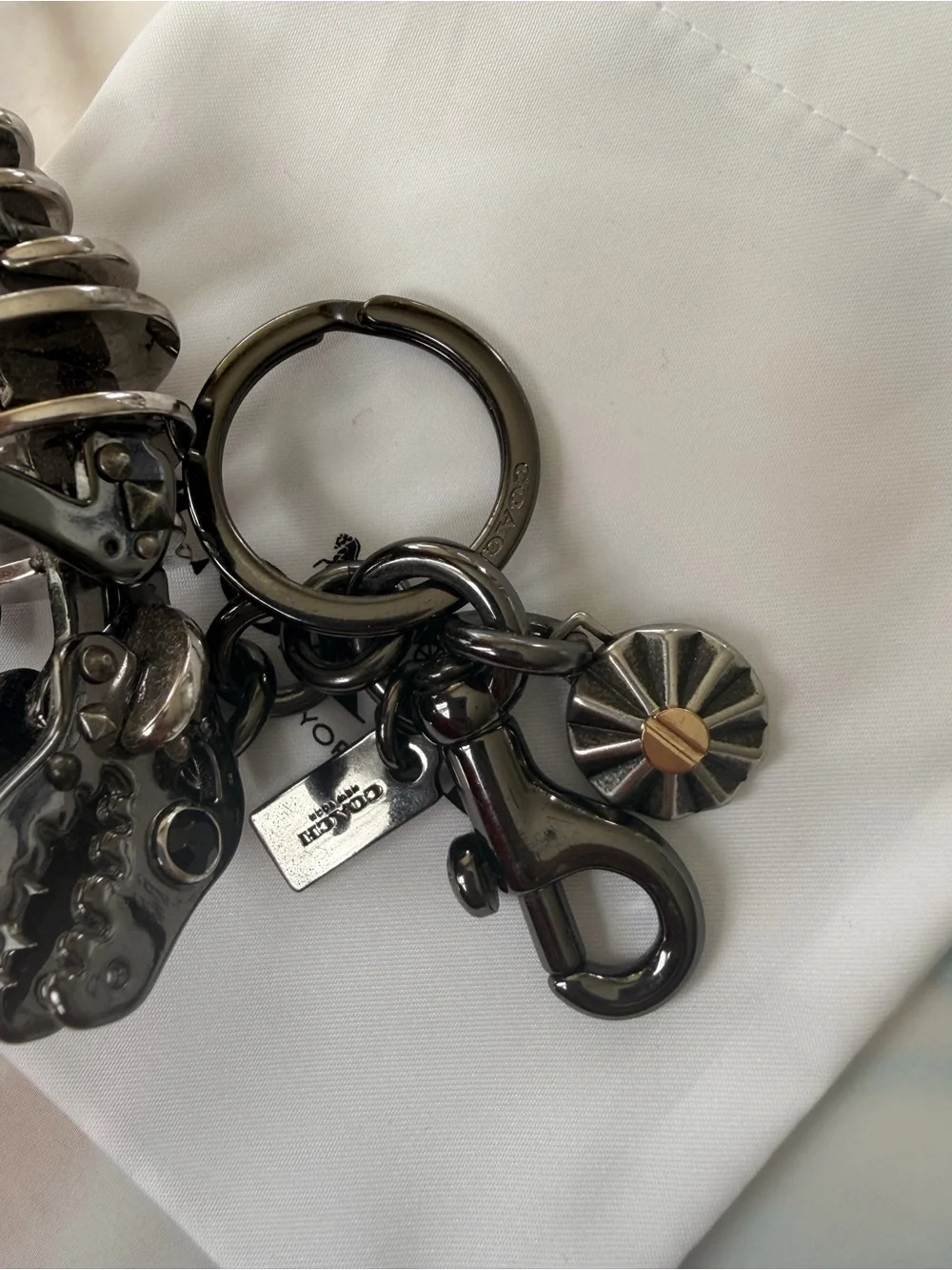Coach Rexie stainless  metal Bag Charm / keychain new with dust bag& gift box !